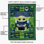 customized seattle seahawks baby yoda blue blanket best selling