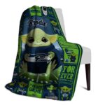 customized seattle seahawks baby yoda blue blanket best selling