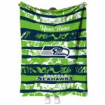 customized seattle seahawks floral stripes blue white blanket best selling