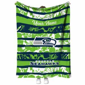 customized seattle seahawks floral stripes blue white blanket best selling