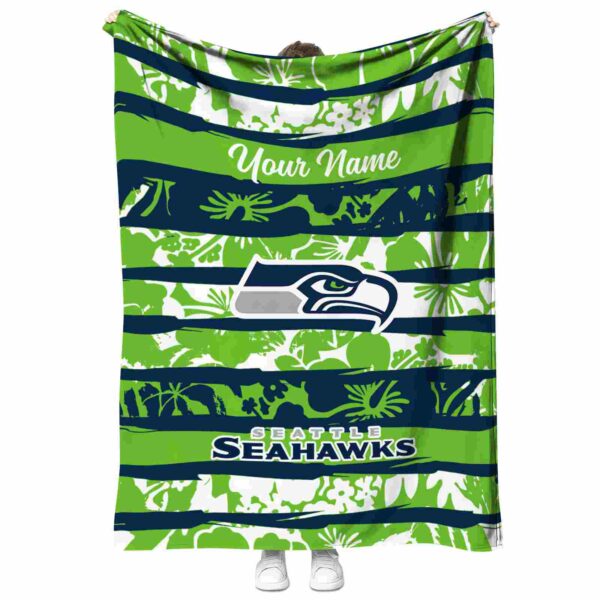 customized seattle seahawks floral stripes blue white blanket best selling