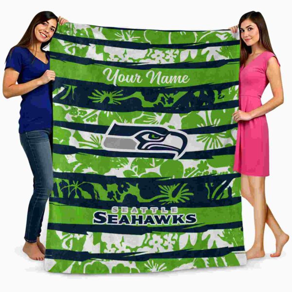 customized seattle seahawks floral stripes blue white blanket fashion forward