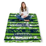 customized seattle seahawks floral stripes blue white blanket high quality