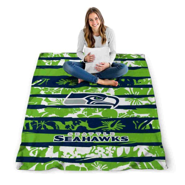 customized seattle seahawks floral stripes blue white blanket high quality