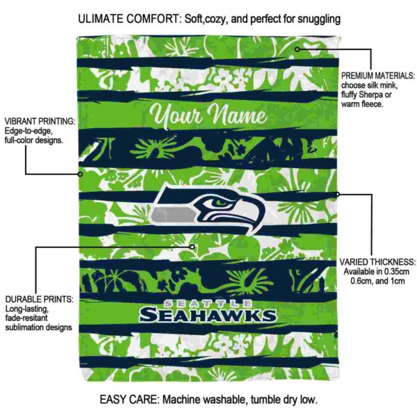 customized seattle seahawks floral stripes blue white blanket new arrival