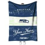 customized seattle seahawks grunge texture blue white blanket best selling