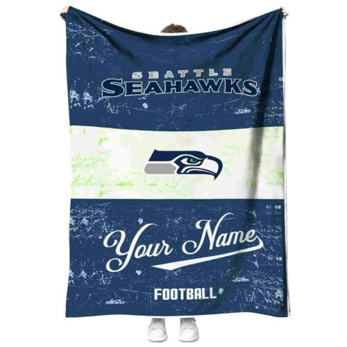 customized seattle seahawks grunge texture blue white blanket best selling