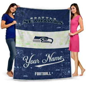 customized seattle seahawks grunge texture blue white blanket fashion forward
