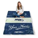 customized seattle seahawks grunge texture blue white blanket best selling