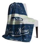 customized seattle seahawks grunge texture blue white blanket best selling