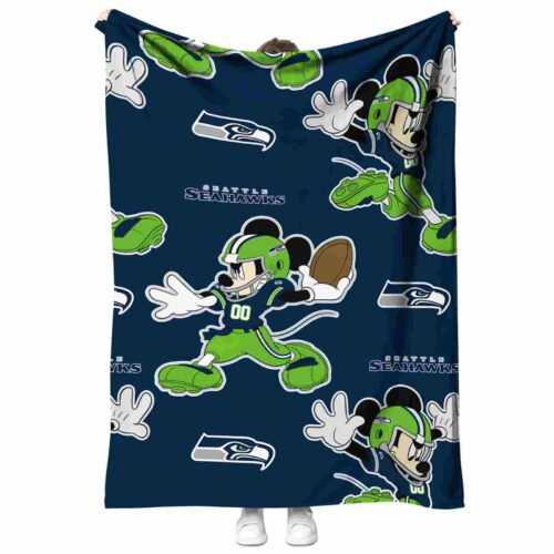 customized seattle seahawks mickey blue blanket best selling