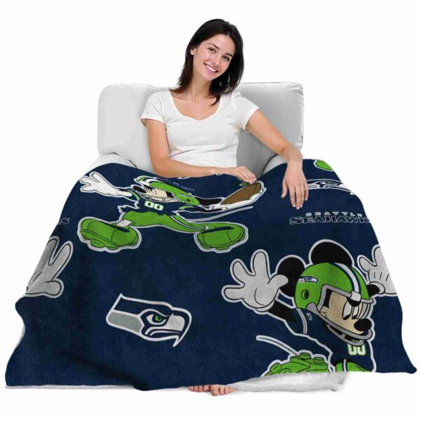 customized seattle seahawks mickey blue blanket latest model