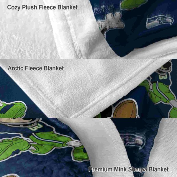 customized seattle seahawks mickey blue blanket premium grade