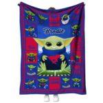 Customized SMU Mustangs Baby Yoda Blue Blanket 1 customized smu mustangs baby yoda blue blanket best selling