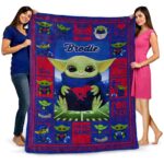 customized smu mustangs baby yoda blue blanket best selling