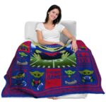 customized smu mustangs baby yoda blue blanket best selling