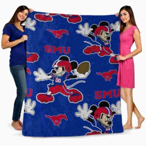 customized smu mustangs mickey blue blanket fashion forward