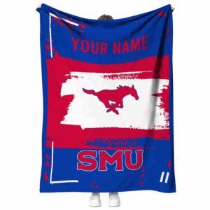 customized smu mustangs paint strokes blue white blanket best selling