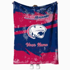 customized south alabama jaguars grunge streaks blue blanket best selling