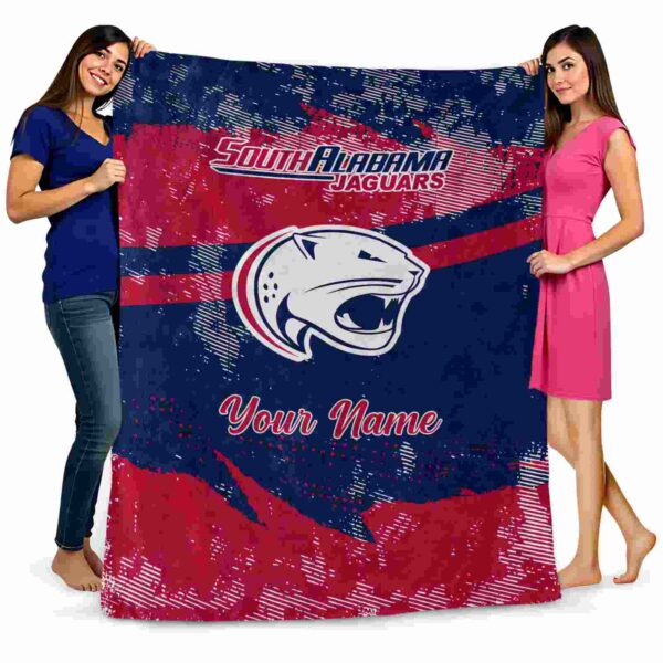 customized south alabama jaguars grunge streaks blue blanket fashion forward