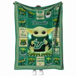 customized south florida bulls baby yoda green blanket best selling
