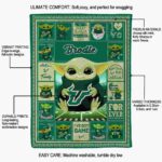 customized south florida bulls baby yoda green blanket best selling