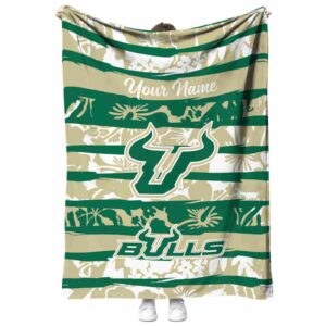 customized south florida bulls floral stripes green white blanket best selling