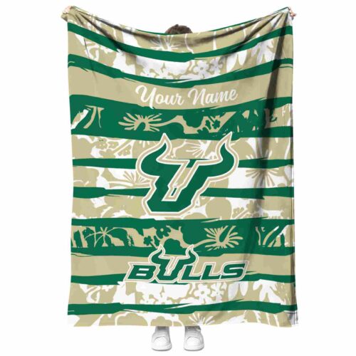 customized south florida bulls floral stripes green white blanket best selling