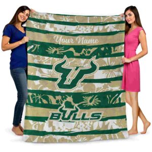 customized south florida bulls floral stripes green white blanket fashion forward
