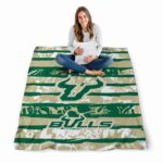 customized south florida bulls floral stripes green white blanket high quality