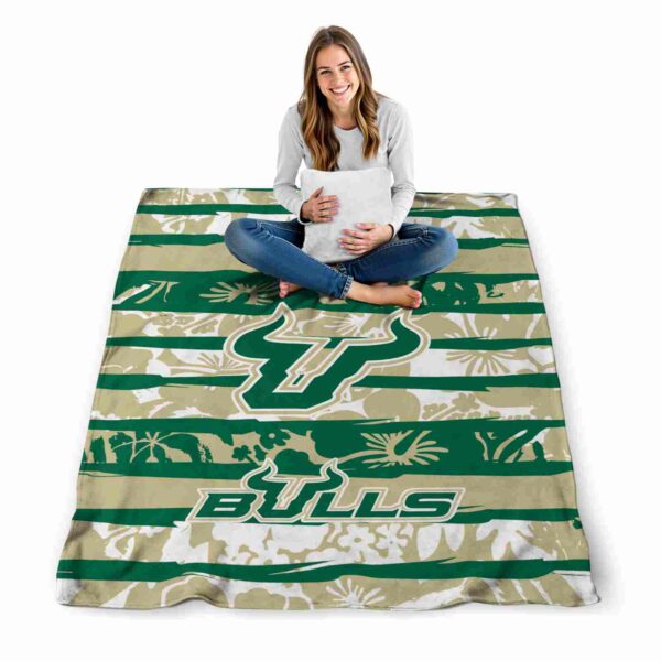 customized south florida bulls floral stripes green white blanket high quality