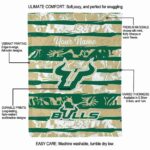 customized south florida bulls floral stripes green white blanket new arrival