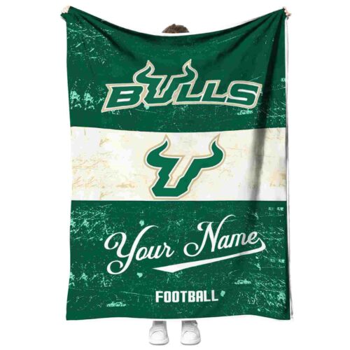 customized south florida bulls grunge texture green white blanket best selling
