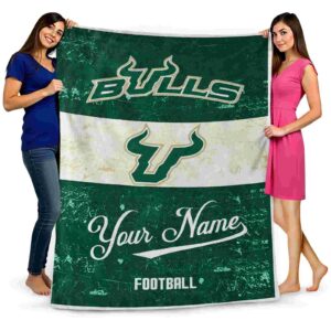 customized south florida bulls grunge texture green white blanket fashion forward