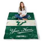 customized south florida bulls grunge texture green white blanket high quality