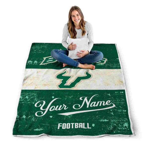 customized south florida bulls grunge texture green white blanket high quality