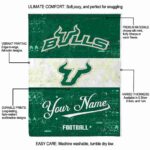 customized south florida bulls grunge texture green white blanket new arrival