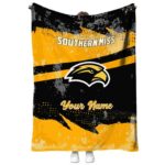 customized southern miss golden eagles grunge streaks black blanket best selling