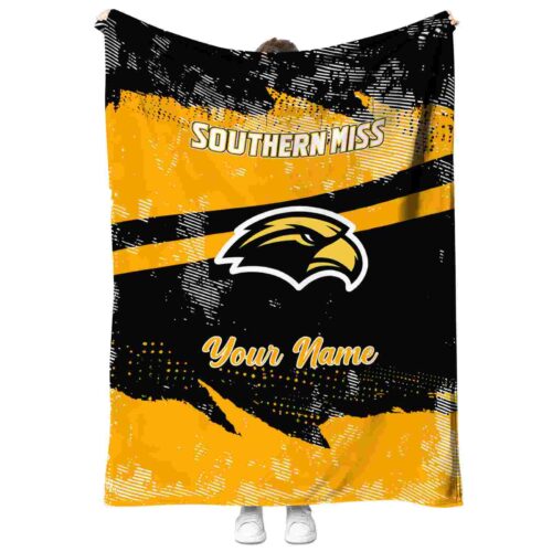 customized southern miss golden eagles grunge streaks black blanket best selling