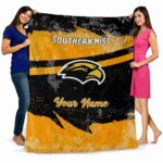 customized southern miss golden eagles grunge streaks black blanket best selling