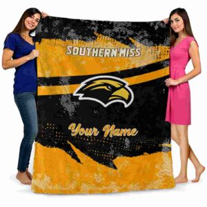 customized southern miss golden eagles grunge streaks black blanket fashion forward