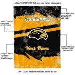 customized southern miss golden eagles grunge streaks black blanket best selling