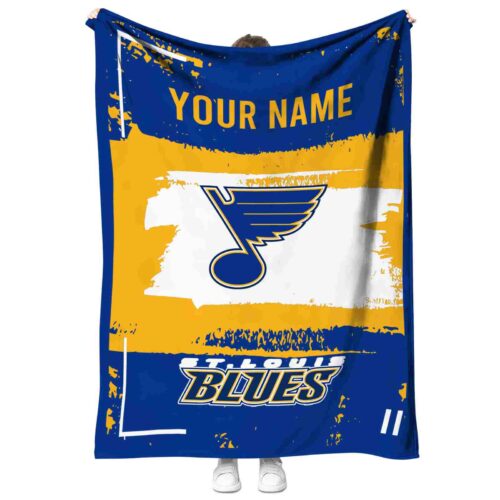 customized st louis blues paint strokes blue white blanket best selling