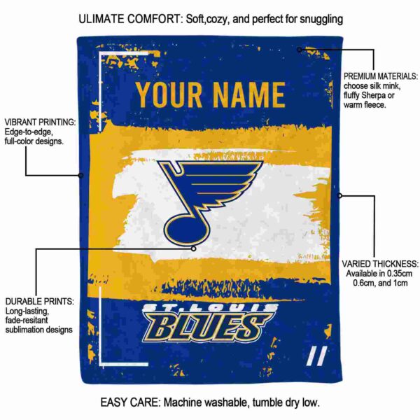 customized st louis blues paint strokes blue white blanket new arrival