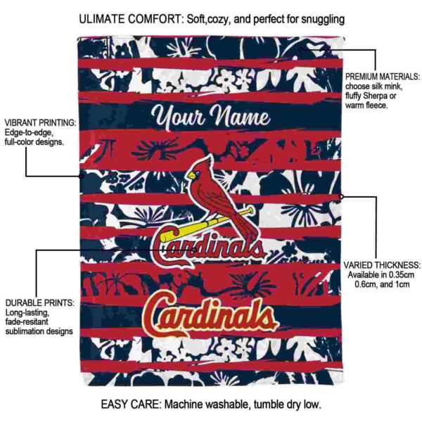 customized st louis cardinals floral stripes red white blanket new arrival