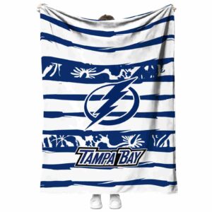 customized tampa bay lightning floral stripes blue white blanket best selling
