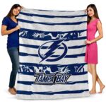 customized tampa bay lightning floral stripes blue white blanket fashion forward