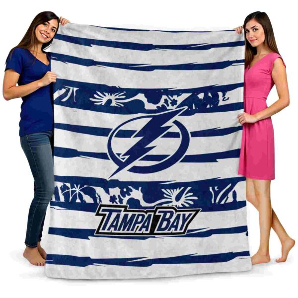 customized tampa bay lightning floral stripes blue white blanket fashion forward