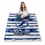 customized tampa bay lightning floral stripes blue white blanket high quality