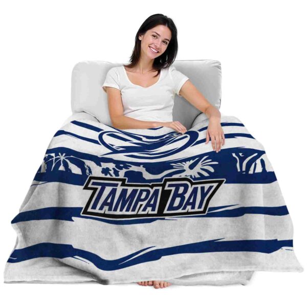 customized tampa bay lightning floral stripes blue white blanket latest model